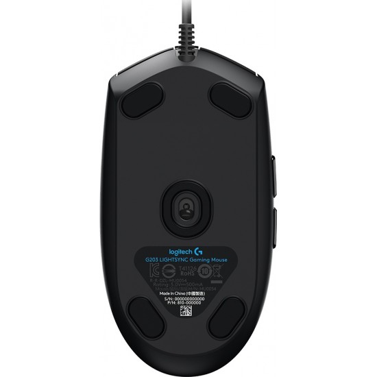 Mouse Gamer Logitech Óptico G203 LightSync, Alámbrico, USB, 8000DPI, Negro NEGRO